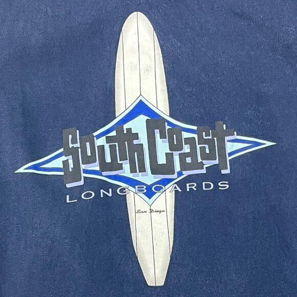 Vintage‎ Surf Tee Y2K Large San Diego South Coast Longboards Hanes Beefy T-Shirt - Picture 4 of 6